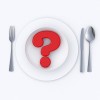 3D-rendering of a red question mark served in a plate ready to eat