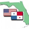 US & Panama flags and the outline of Florida