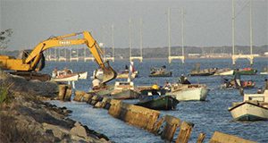  Local harvesters participate in restoration efforts in an Apalachicola Bay project