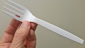 bioplastic fork cannot be composted at home and cannot be recycled