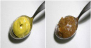 Examples of different particle and moisture components of texture and consistency in varying mustard samples.